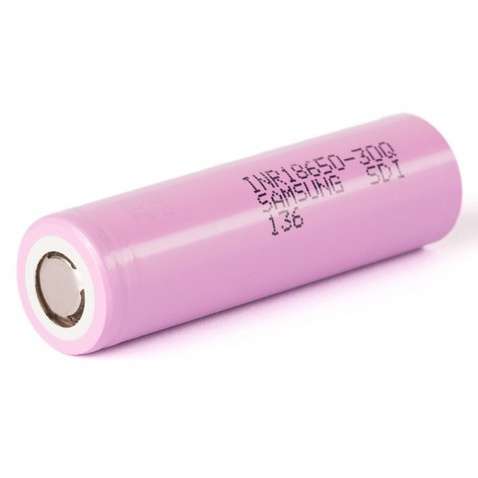 Акумулятор 18650 Li-Ion Samsung INR18650-30Q, 3000mAh, 15A, 4.2/3.6/2.5V, рожевий