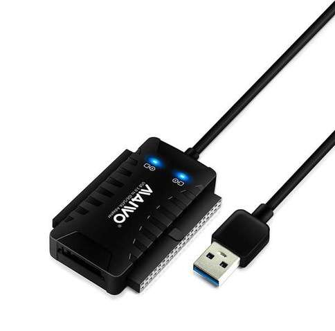 Адаптер Maiwo для підк. 2.5''/3.5'' IDE/SATA HDD/SSD, 5.25'' CD-ROM до портів USB 3.0, БЖ 12В/2А