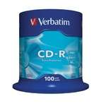 Диск CD Verbatim CD-R 700Mb 52x Cake box 100шт Extra (43411)