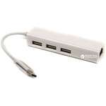 Концентратор USB 3.1 Type-C to 3 port USB 2.0 + Ethernet PowerPlant (CA910397)