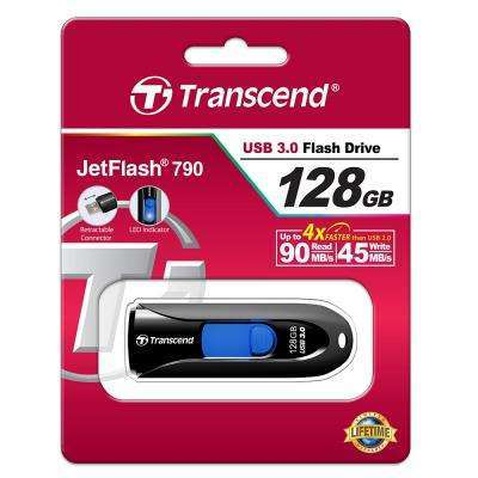 USB флеш накопичувач Transcend 128GB JetFlash 790 Black USB 3.0 (TS128GJF790K)