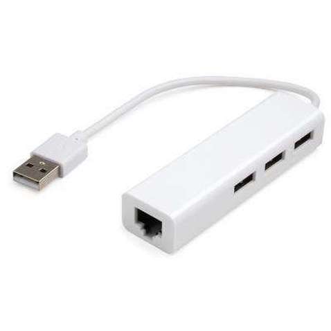 Концентратор Vinga 3xUSB2.0 + RJ45 100Mbps (VCP2H3USB2LANWH)