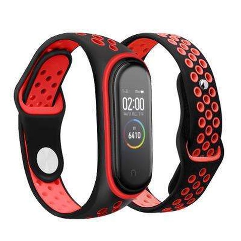 Ремінець до фітнес браслета BeCover Nike Style для Xiaomi Mi Smart Band 5 Black-Red (705153)