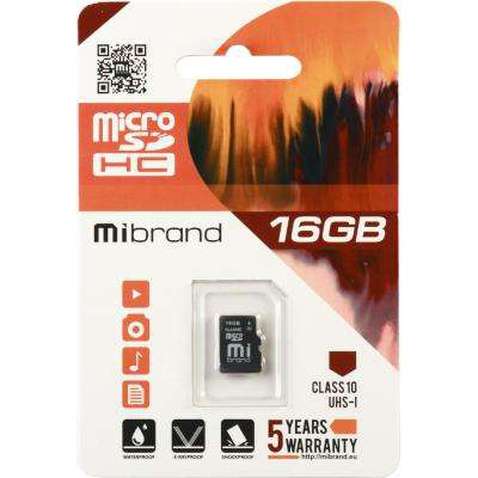 Карта пам'яті Mibrand 16GB microSDHC class 10 UHS-I (MICDHU1/16GB)