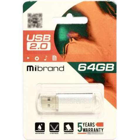USB флеш накопичувач Mibrand 64GB Cougar Silver USB 2.0 (MI2.0/CU64P1S)