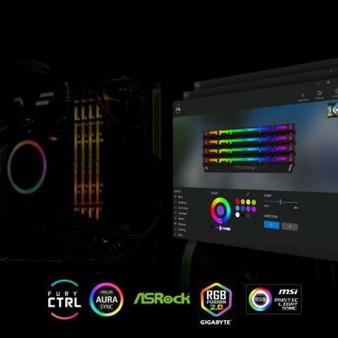 Модуль пам'яті для комп'ютера DDR4 32GB (2x16GB) 3200 MHz Fury Renegade RGB Kingston Fury (ex.HyperX) (KF432C16RB1AK2/32)