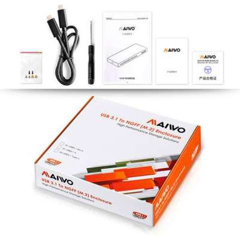 Кишеня зовнішня Maiwo M.2 SSD (NGFF) SATA USB3.1 GEN2 Type-C al. (K16NC black)