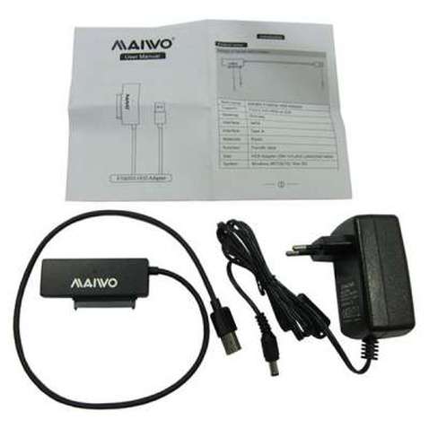 Адаптер Maiwo USB 3.0 to HDD SATA 2,5"/3,5"/5,25"/SSD, PA 2V/2A black (K10435A)