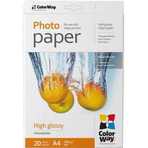 Папір ColorWay A4 180г glossy 20л (PG180020A4)