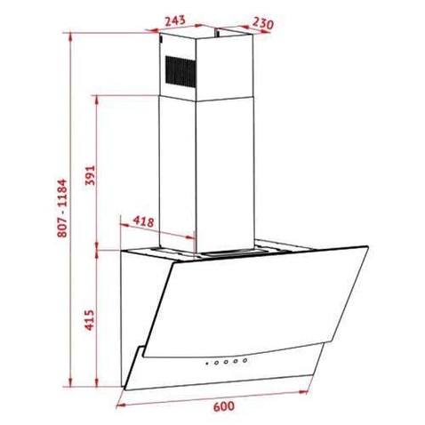 Витяжка PERFELLI DNS 6343 B 750 IV LED Strip