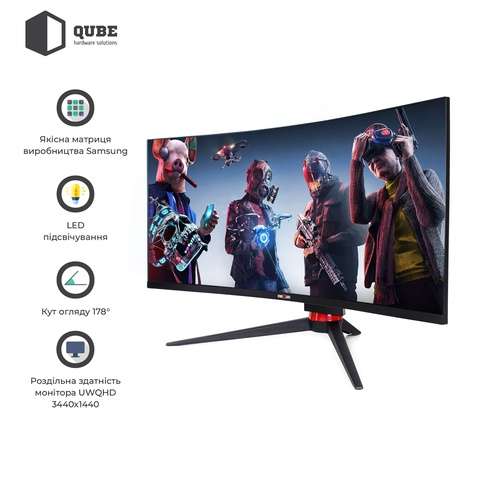 Монітор QUBE 34" Overlord C34UQ144 Black