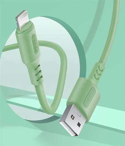 Кабель Lightning ColorWay USB-Lightning, soft silicone, 2.4А, 1м, Green (CW-CBUL042-GR)