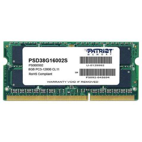 Модуль пам'яті для ноутбука SoDIMM DDR3 8GB 1600 MHz Patriot (PSD38G16002S)