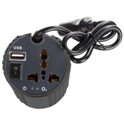 Автомобільний інвертор Porto 12V/220V 150W, USB, ионизатор, Black (MNY-150B)