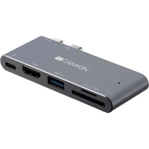 Порт-реплікатор Canyon Docking Station with 5 port, Thunderbolt 3, Input 100-240V, (CNS-TDS05DG)