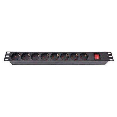 Силовий блок Eserver 19" 8 розеток, выкл., алюм. корпус PDU 220В, 16А (WT-2261A-GER-8WAY-WO)