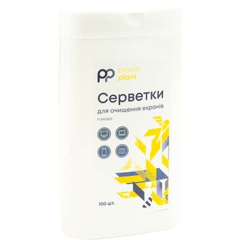 Серветки PowerPlant Screen Cleaning Wipes, 100шт (FL940653)