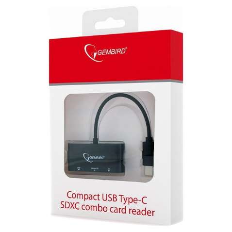 Кардрідер Gembird USB Type-C to Extreme SD, microSD, MMC, RS-MMC, SD (UHB-OTG-01) 0.15м Black
