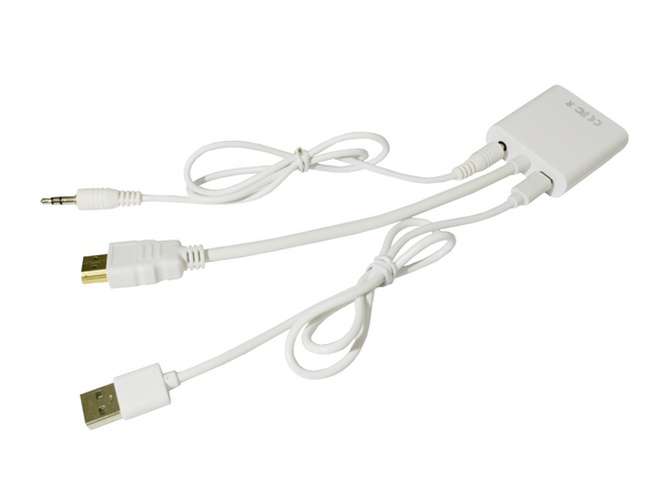 Адаптер HDMI to VGA F(Monitor) для подкл. PS3/PS4, аудио и кабель USB в компл. White