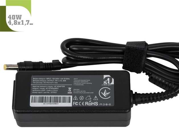 Блок живлення  1StCharger для ноутбука Asus 40W 19V 2.1A 4.8x1.7 + кабель живлення Retail BOX