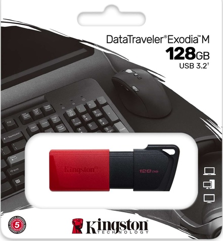 Флешка 128GB USB 3.2 Kingston DataTraveler Exodia M (DTXM/128GB) Black/Red