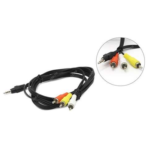 Аудіокабель Jack 3.5mm male 4-pin to 3RCA 2.0m Cablexpert (CCA-4P2R-2M)