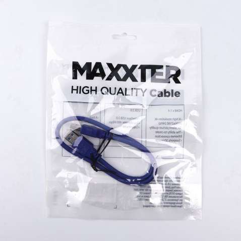 Кабель  USB (AM/AM) 0,5m Maxxter U-AMAM3-0,5m, Blue