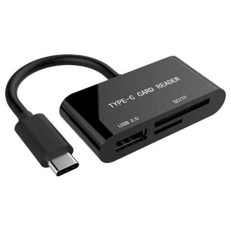 Кардрідер Gembird USB Type-C to Extreme SD, microSD, MMC, RS-MMC, SD (UHB-OTG-01) 0.15м Black