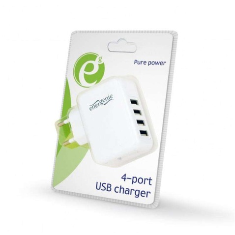 Мережевий зарядний пристрій EnerGenie (2USBx2.1A+2USBx1A) White (EG-U4AC-02)