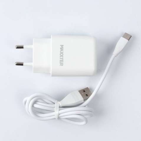 Зарядний пристрій  5V 2,4A, Quick Charge 3.0 1USB White (WC-QC-AtC-01) + cable USB-TypeC