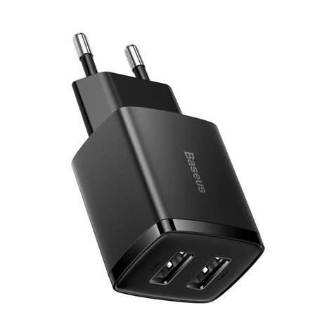 Зарядний пристрій  Baseus Compact Charger 2U 10.5W EU Black (CCXJ010201)