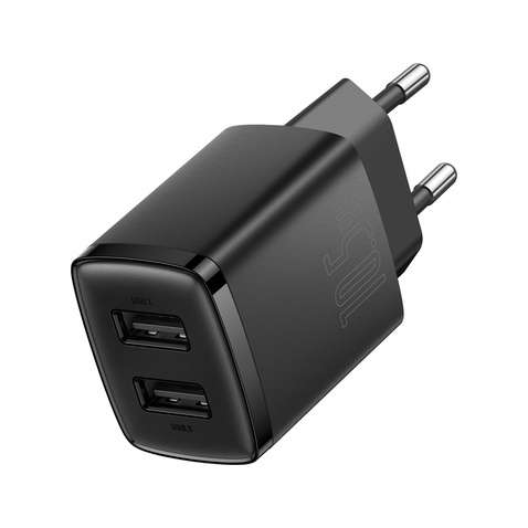 Зарядний пристрій  Baseus Compact Charger 2U 10.5W EU Black (CCXJ010201)