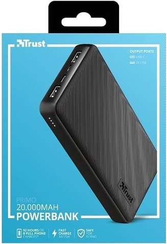 Зовнішній акумулятор (Power Bank) TRUST Primo ECO 20000 mAh Black