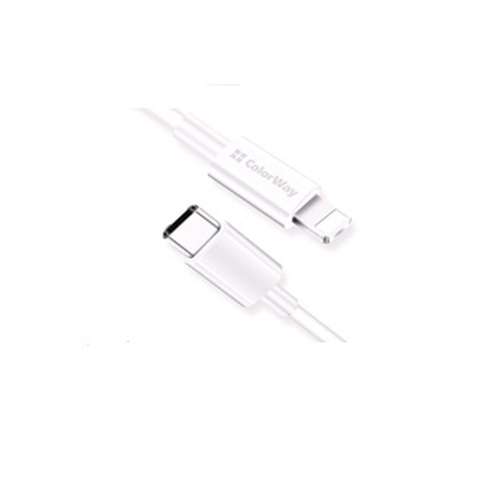 Кабель Lightning ColorWay USB Type-C-Lightning, 3.0А, 1м, White (CW-CBPDCL032-WH)