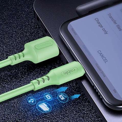Кабель  1m USB 2.0 AM/Type-C Colorway (CW-CBUC042-GR) (soft silicone) 2.4A Green