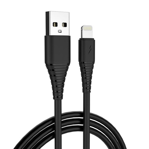 Кабель  ColorWay USB-Lightning (PVC), 2.4А, 1м, Black (CW-CBUL024-BK)