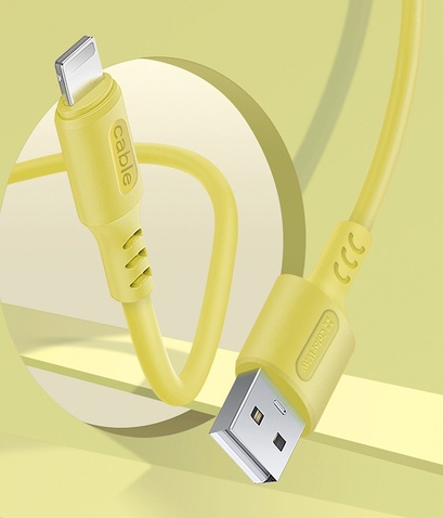 Кабель  1m USB 2.0 / Lightning Colorway (CW-CBUL043-Y) (soft silicone) 2.4А Yellow