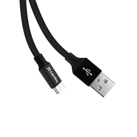 Кабель  0.25m USB 2.0 (AM/Micro USB) ColorWay, 2.4А (CW-CBUM048-BK) Black