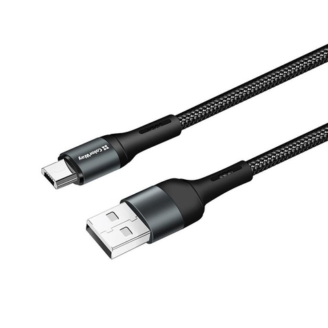 Кабель  ColorWay USB-microUSB, nylon, 2.4А, 1м, Black (CW-CBUM045-BK)