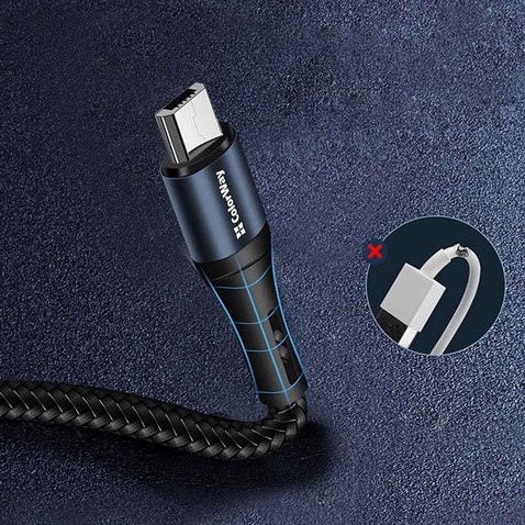 Кабель  ColorWay USB-microUSB, nylon, 2.4А, 1м, Black (CW-CBUM045-BK)