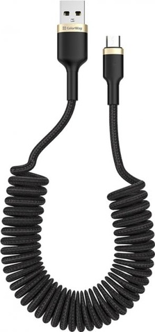 Кабель  Colorway USB - MicroUSB (spiral) 2.4А 35-150см