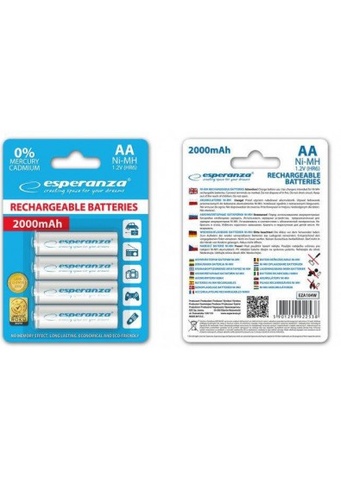 Акумулятор Ni-MH AA 2000 mAh, 4шт, бiлий ESPERANZA EZA104W