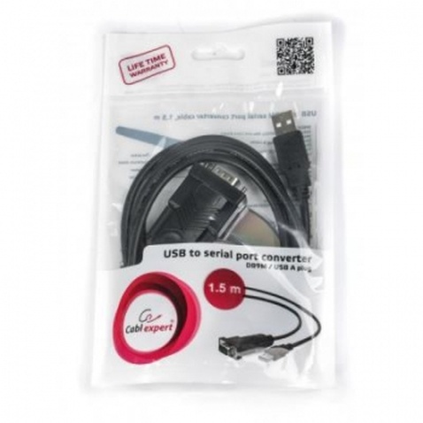 Перехідник Cablexpert USB to COM (UAS-DB9M-02) кабель 1.5м Black