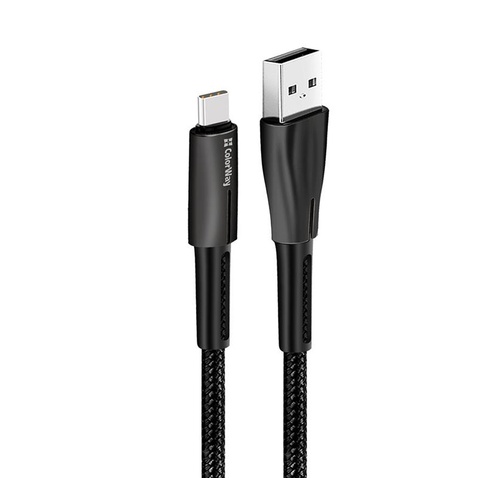Кабель USB ColorWay USB-USB Type-C (zinc alloy + led), 2.4А, 1м, Black (CW-CBUC035-BK)