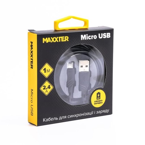 Кабель  Maxxter USB-microUSB 1м чорний (UB-M-USB-02-1m)