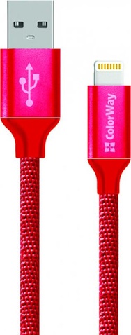 Кабель  ColorWay USB-Lihgtning, 2.4А, 2м Red (CW-CBUL007-RD)