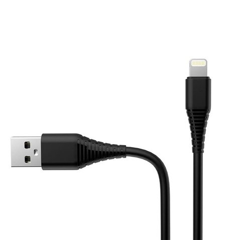 Кабель  ColorWay USB-Lightning (PVC), 2.4А, 1м, Black (CW-CBUL024-BK)