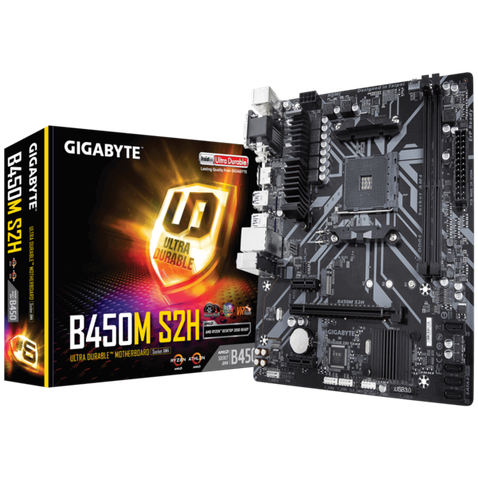 Материнська плата  AM4 B450 Gigabyte B450M S2H (mATX 2xDDR4 3200 HDMI 1xM.2) B450M S2H