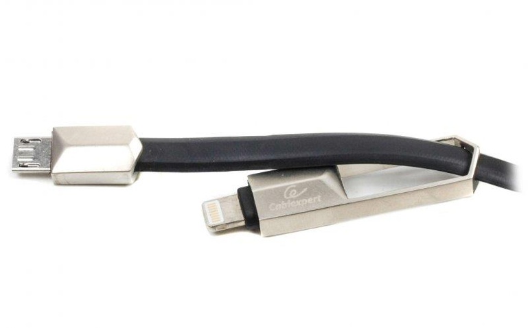 Кабель  Cablexpert (CCPB-ML-USB-05BK) USB 2.0 BM - Lightning + microUSB, преміум, плоский, 1м, чорний