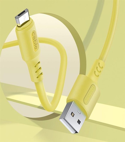 Кабель  ColorWay USB-microUSB, soft silicone, 2.4А, 1м, Yellow (CW-CBUM043-Y)